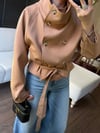Kuşaklı Düğmeli Bej Trench