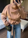 Kuşaklı Düğmeli Bej Trench