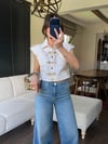 Metal Aksesuarlı Denim Yelek