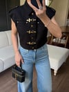 Metal Aksesuarlı Denim Yelek Siyah