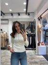 Ön Düğmeli Ekru Triko