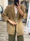 Ovrsize Bedenli Camel Maskülen Blazer Ceket
