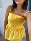 POPLİN ASKILI SARI BLUZ
