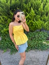 POPLİN ASKILI SARI BLUZ