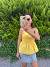 POPLİN ASKILI SARI BLUZ