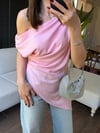 Tek Omuz Asimetrik Bluz Pembe