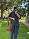 Tensel Lacivert Gömlek Ve Pantolon Takım