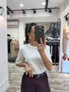 Vatkalı Basic Ekru Tişört