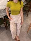 Yeşil Gofre Baskılı Triko Tshirt