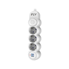 FLY 3393-01, 3 Soket, 2 USB, Akım Korumalı Priz, 2.1A, Anahtarlı, 2Mt Kablo, (Beyaz)