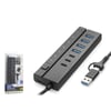 Hadron HDX7062 7 Port Usb Hub 5Gbps 4x Usb-A 3.2 + 3x Usb-C 3.2 7 Port 2in1 Kablolu Çoklayıcı Siyah