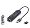 iETOP RJ4503 USB Type-C 3.2 Gen1 Combo Anahtarlı Hub Gigabit LAN 4 Port 5 Gbps Siyah