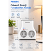 PHILIPS CHP7022W/62, 2li, Akım Korumalı Priz, 1140 Joules, (Beyaz)