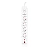S-LINK SPG403U, 4 Soket, Akım Korumalı Priz, 3xUSB 5V 2.4A, 1.5Mt %100 Bakır 1.5mm Kablo, 750 Joule (Beyaz)