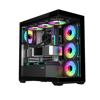 SAMA SV01BK Black, B750BK 750W, 80+ Bronze, PCIE 5.1, ATX3.1, Tempered Glass Panel, Panoramic Tasarım, Type-C, 4x120mm ARGB Fan, ATX, GAMING KASA
