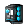 SAMA V62BK Black, B850BK 850W, 80+ Bronze, PCIE 5.1, ATX3.1, Tempered Glass Panel, Panoramic Tasarım, Type-C, 7x120mm ARGB INFINITY Fan, ATX, GAMING KASA