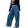 Cemix Kız 2237 - 3 Önden Pileli Denim Panolon Mavi