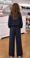 Cemix Kız 4-9 Yaş Tencel Gömlek Pant Takım 3173 Lacivert