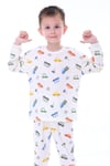 Erkek Çocuk 3-8 Yaş Arabalı Pijama Takımı Ekru PJ-32218