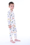 Erkek Çocuk 3-8 Yaş Arabalı Pijama Takımı Ekru PJ-32218