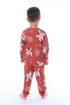Erkek Çocuk 3-8 Yaş Astronot Köpek Pijama Takımı Kiremit PJ-32203