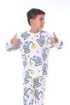 Erkek Çocuk 3-8 Yaş Kepçe Baskılı Pijama Takımı Mavi PJ-32213