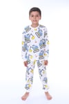 Erkek Çocuk 3-8 Yaş Kepçe Baskılı Pijama Takımı Mavi PJ-32213