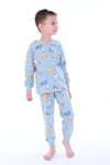 Erkek Çocuk 3-8 YaşTimsah Fil Baskılı Pijama Takımı Mavi PJ-32221