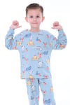 Erkek Çocuk 3-8 YaşTimsah Fil Baskılı Pijama Takımı Mavi PJ-32221
