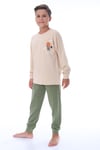 Erkek Çocuk 8-13 Yaş Top Baskılı  Pijama Takımı Yeşil Vizon PJ-36202