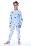 Erkek Çocuk 8-13 Yaş Yıldızlı Pijama Takımı Mavi 36209