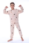Erkek Çocuk 8-13 Yaş Yıldızlı  Pijama Takımı Bej PJ-36210