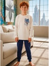 Erkek Çocuk Pijama Takım 10-16 Yaş Kaplanlı İnterlok 4405 Bej