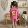Kız Çocuk 2-8 Yaş 26067 Capybara Şort Takım Pembe
