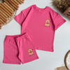Kız Çocuk 2-8 Yaş 26067 Capybara Şort Takım Pembe