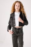 Kız Çocuk 3-14 Diamond Denim Taşlı Pantolon  Siyah J12046-47