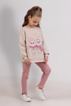 Kız Çocuk 3-8 Yaş  Best Friends Taytlı Takım Bej Pudra 9333 