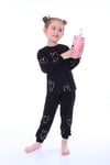 Kız Çocuk 3-8 Yaş Kalpli Pijama Takımı Siyah PJ-31208