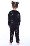 Kız Çocuk 3-8 Yaş Kalpli Pijama Takımı Siyah PJ-31208