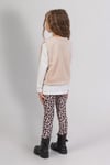 Kız Çocuk 3-8 Yaş Peluş Yelekli  Leopar Kadife Taytlı Takım 9823 