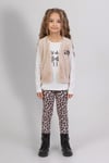 Kız Çocuk 3-8 Yaş Peluş Yelekli  Leopar Kadife Taytlı Takım 9823 