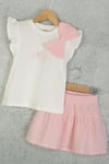 Kız Çocuk 4-9 Yaş Muslin etekli Takım Pembe 0486