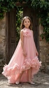 Kız Çocuk 6-10 Üç Boyutlu Abiye 3208 Pembe