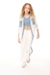 Kız Çocuk 7-14 Yaş Denim Parçalı Gömlek Beyaz J24027