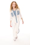 Kız Çocuk 7-14 Yaş Denim Parçalı Gömlek Beyaz J24027