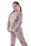 Kız Çocuk 8-13 Yaş Ceylanlı Pijama Takımı Vizon 35207 