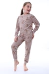 Kız Çocuk 8-13 Yaş Ceylanlı Pijama Takımı Vizon 35207 