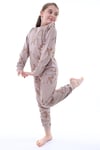 Kız Çocuk 8-13 Yaş Ceylanlı Pijama Takımı Vizon 35207 