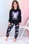 Kız Çocuk 8-13 Yaş Pijama Takımı Kuromi Baskı Siyah 41402