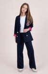 Kız Çocuk 9-14 Yaş Krep Ceket Pantolon Takım Lacivert 0646